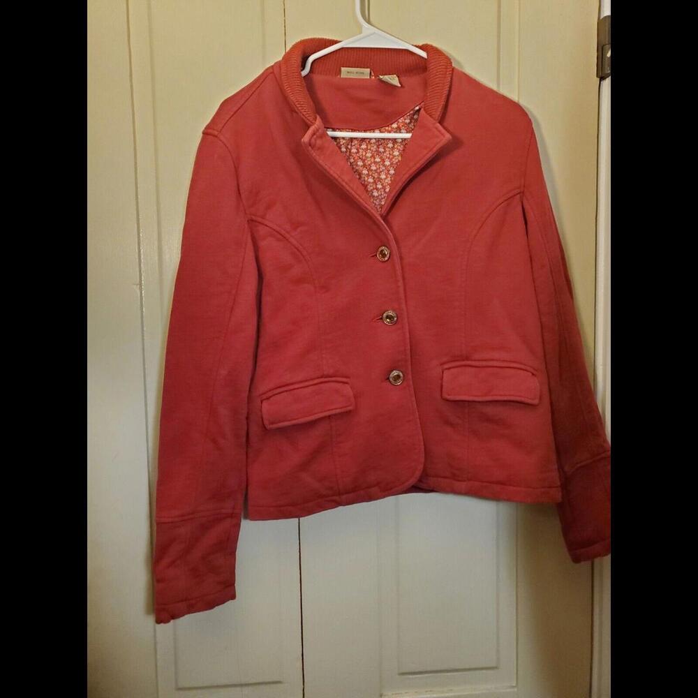 Ruff Hewn Red Knit Jacket Blazer Gold Rhinestone Buttons M